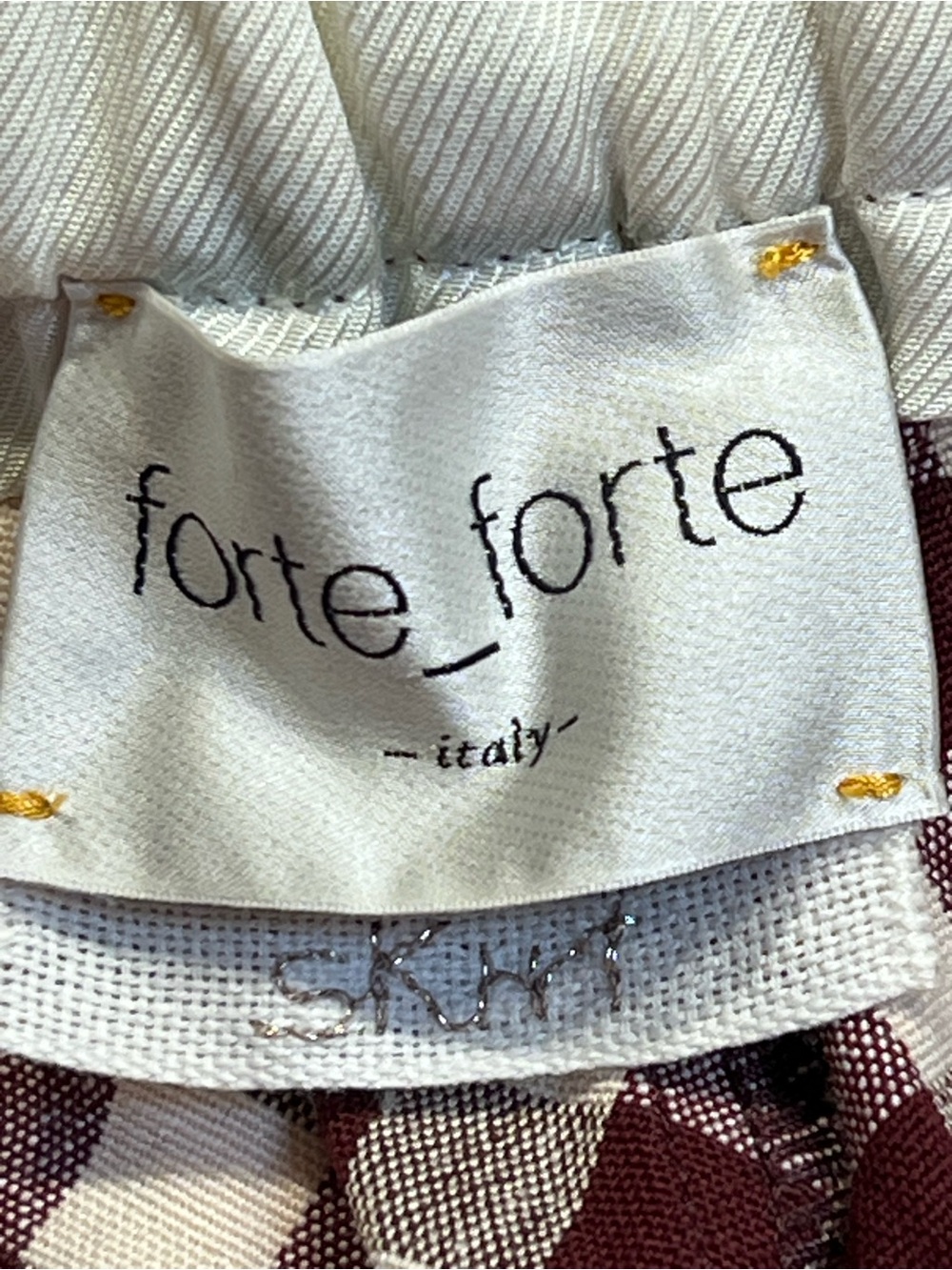 Forte_Forte Cotton Gingham Checked Tie-Waist Maxi Skirt in Maroon and Cream Sz-M - Picture 7 of 9